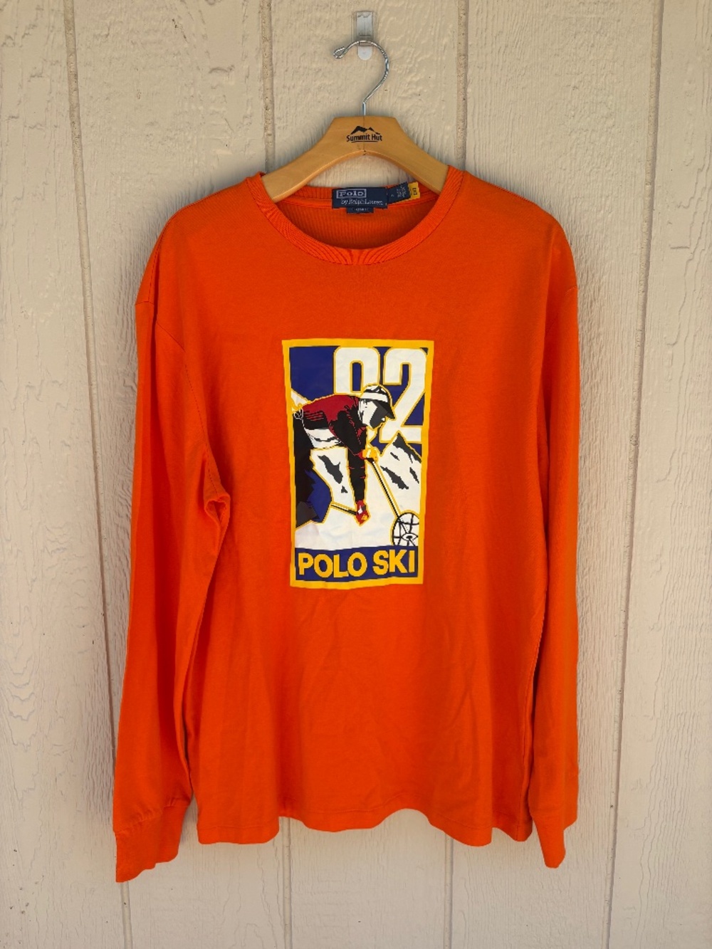 Polo Ralph Lauren Ski Jersey T-Shirt Men's Medium‎ Orange Classic Fit Outdoor